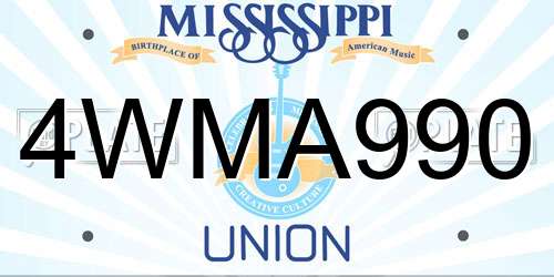 4WMA990 Mississippi License Plate