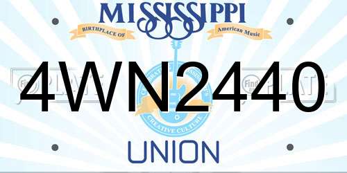 4WN2440 Mississippi License Plate
