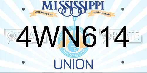 4WN614 Mississippi License Plate