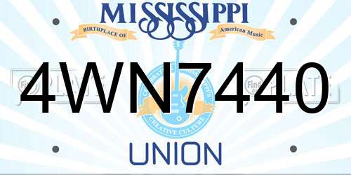 4WN7440 Mississippi License Plate
