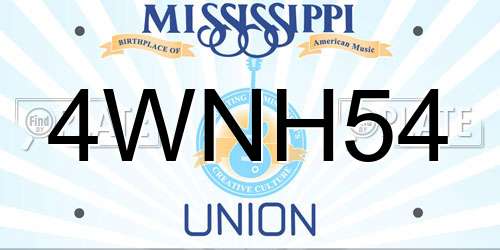 4WNH54 Mississippi License Plate