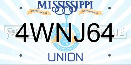4WNJ64 Mississippi License Plate