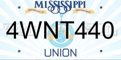4WNT440 Mississippi License Plate