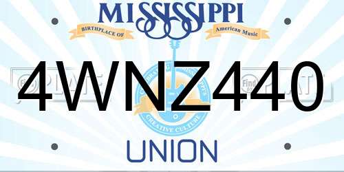 4WNZ440 Mississippi License Plate