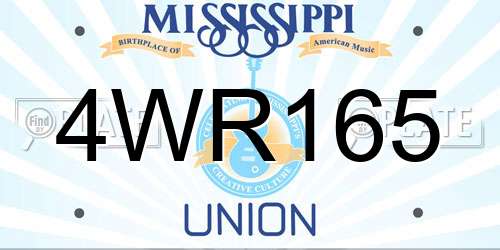 4WR165 Mississippi License Plate