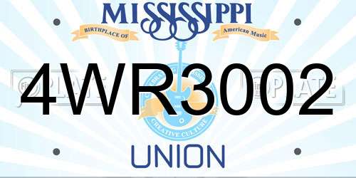 4WR3002 Mississippi License Plate