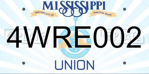 4WRE002 Mississippi License Plate