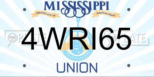 4WRI65 Mississippi License Plate