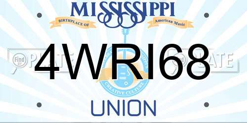 4WRI68 Mississippi License Plate