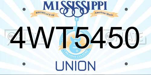 4WT5450 Mississippi License Plate