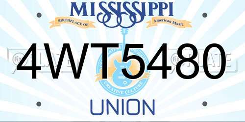 4WT5480 Mississippi License Plate