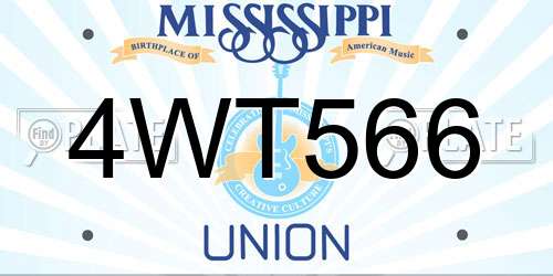4WT566 Mississippi License Plate
