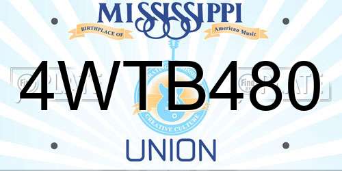 4WTB480 Mississippi License Plate