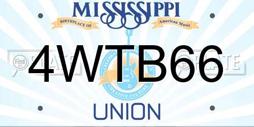 4WTB66 Mississippi License Plate