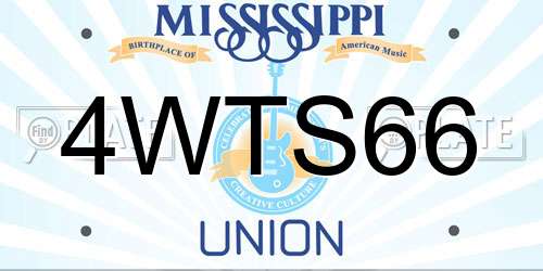 4WTS66 Mississippi License Plate