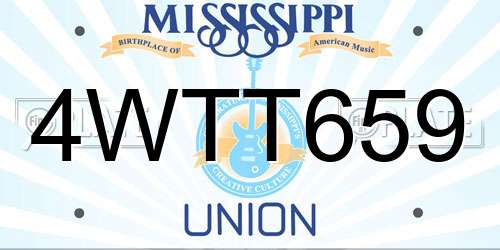 4WTT659 Mississippi License Plate