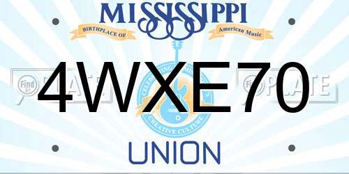 4WXE70 Mississippi License Plate