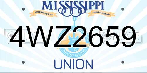 4WZ2659 Mississippi License Plate