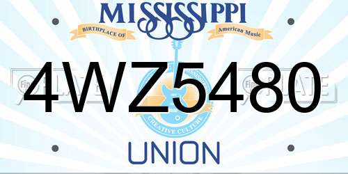 4WZ5480 Mississippi License Plate