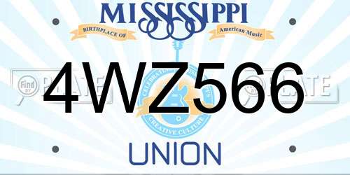 4WZ566 Mississippi License Plate