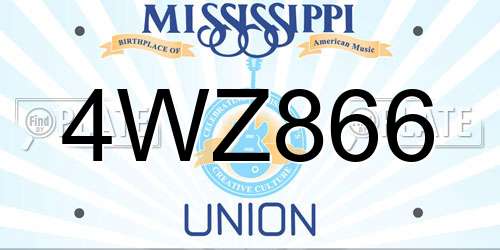4WZ866 Mississippi License Plate