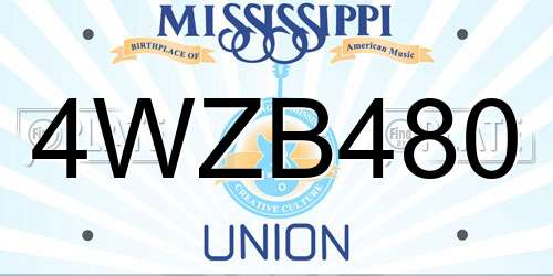 4WZB480 Mississippi License Plate