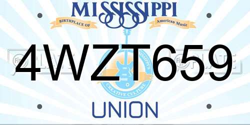 4WZT659 Mississippi License Plate