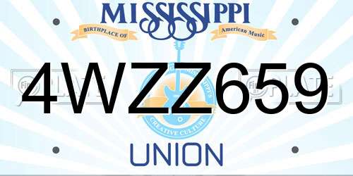 4WZZ659 Mississippi License Plate