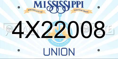 4X22008 Mississippi License Plate