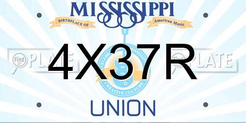 4X37R Mississippi License Plate