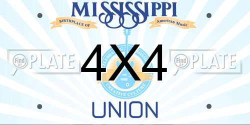 4X4 Mississippi License Plate