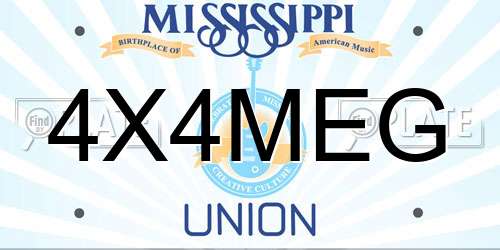 4X4MEG Mississippi License Plate
