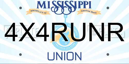 4X4RUNR Mississippi License Plate