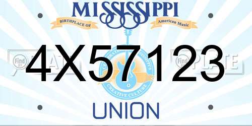 4X57123 Mississippi License Plate