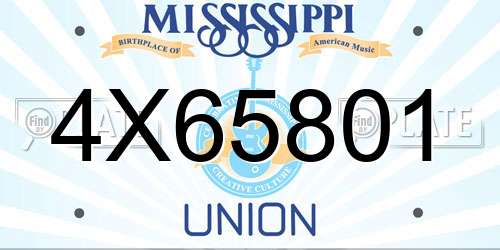4X65801 Mississippi License Plate