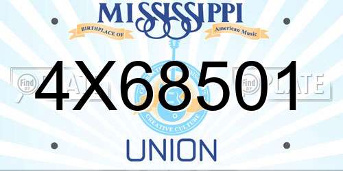 4X68501 Mississippi License Plate
