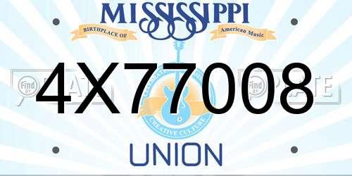 4X77008 Mississippi License Plate
