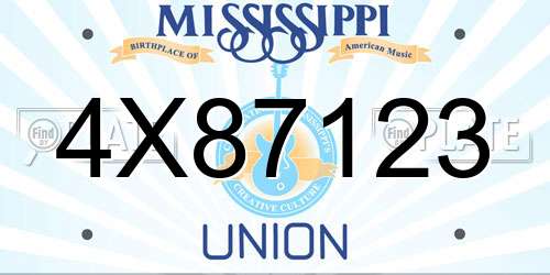 4X87123 Mississippi License Plate