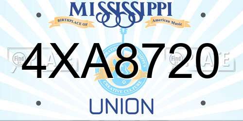 4XA8720 Mississippi License Plate