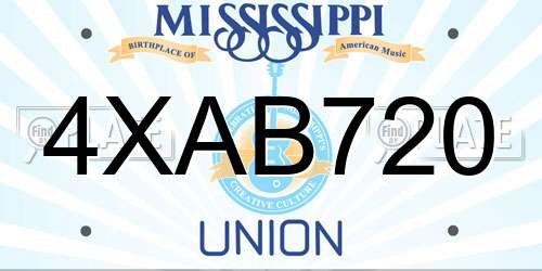 4XAB720 Mississippi License Plate