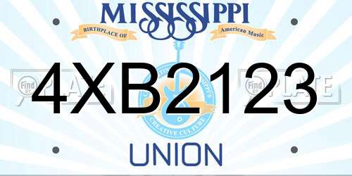 4XB2123 Mississippi License Plate