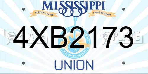 4XB2173 Mississippi License Plate
