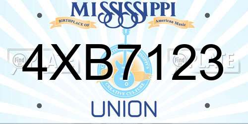 4XB7123 Mississippi License Plate