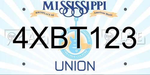 4XBT123 Mississippi License Plate
