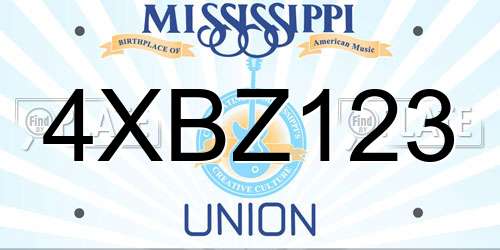 4XBZ123 Mississippi License Plate