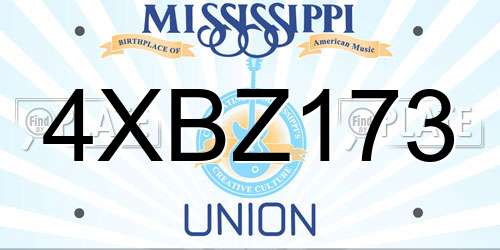 4XBZ173 Mississippi License Plate