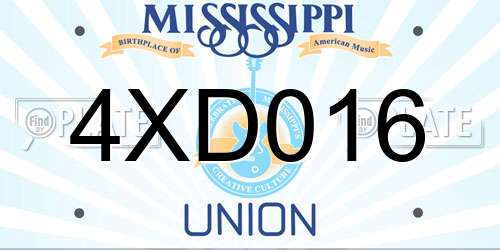 4XD016 Mississippi License Plate