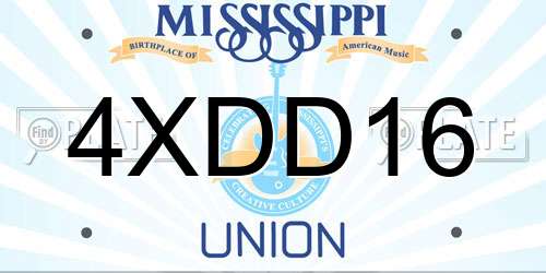 4XDD16 Mississippi License Plate