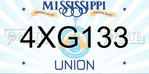 4XG133 Mississippi License Plate