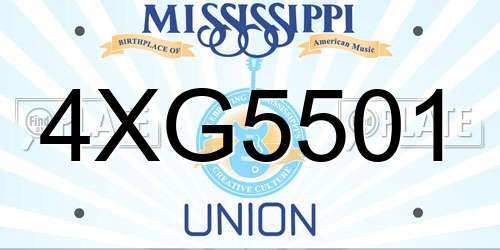 4XG5501 Mississippi License Plate